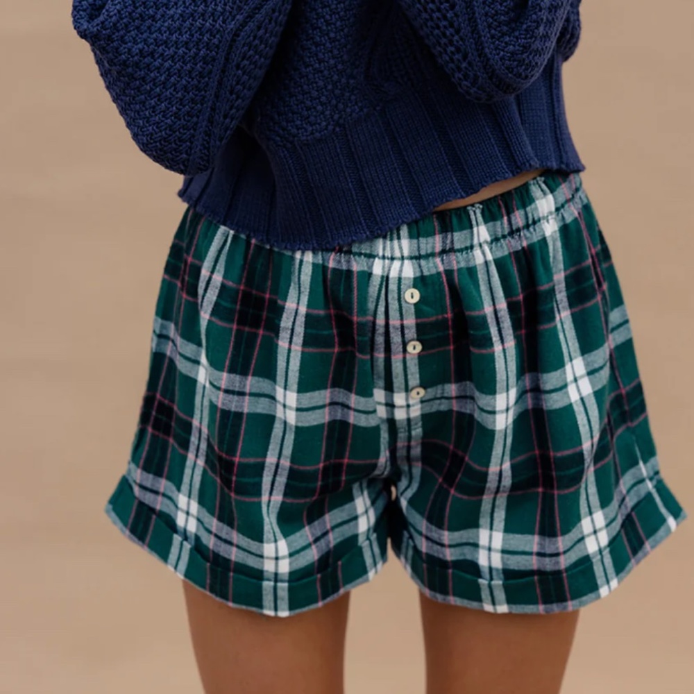 Free People boxers size medium Sunday Morning plaid pajama flannel - Picture 3 of 11
